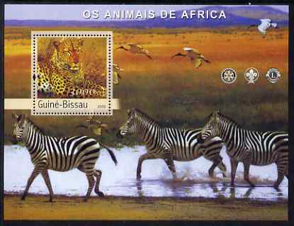 Guinea - Bissau 2003 Animals of Africa #1 perf s/sheet containing 1 value with Scout, Lions & Rotary Logos unmounted mint Mi BL427