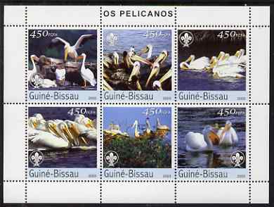 Guinea - Bissau 2003 Pelicans perf sheetlet containing 6 values each with Scout Logo unmounted mint Mi 2464-69