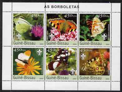 Guinea - Bissau 2003 Butterflies perf sheetlet containing 6 values each with Scout Logo unmounted mint Mi 2482-87