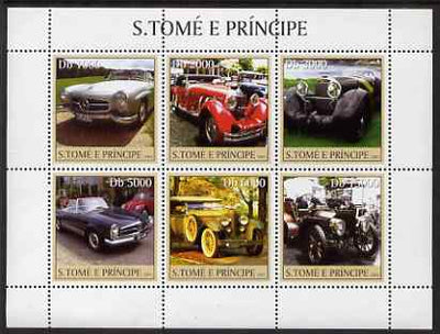 St Thomas & Prince Islands 2003 Mercedes Cars perf sheetlet containing 6 values unmounted mint Mi 2229-34, Sc 1544