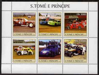 St Thomas & Prince Islands 2003 Stock cars perf sheetlet containing 6 values unmounted mint Mi 2247-52, Sc 1547