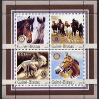 Guinea - Bissau 2003 Horses perf sheetlet containing 4 values (with Lions Int & Rotary Logos) unmounted mint Mi 2152-55