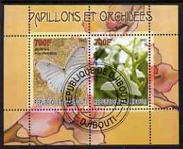 Djibouti 2007 Butterflies & Orchids #1 perf sheetlet containing 2 values fine cto used