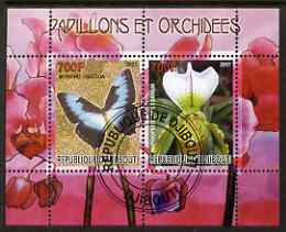 Djibouti 2007 Butterflies & Orchids #2 perf sheetlet containing 2 values fine cto used