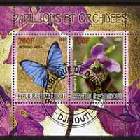 Djibouti 2007 Butterflies & Orchids #3 perf sheetlet containing 2 values fine cto used