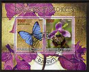 Djibouti 2007 Butterflies & Orchids #3 perf sheetlet containing 2 values fine cto used