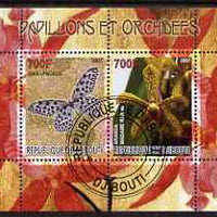 Djibouti 2007 Butterflies & Orchids #4 perf sheetlet containing 2 values fine cto used