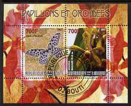 Djibouti 2007 Butterflies & Orchids #4 perf sheetlet containing 2 values fine cto used