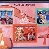 Guinea - Conakry 2006 Marilyn Monroe imperf sheetlet #3 containing 3 values unmounted mint Yv 2730-32