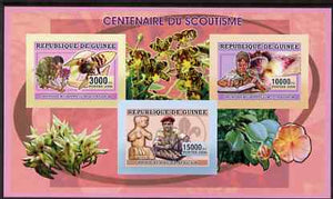 Guinea - Conakry 2006 Centenary of Scouting imperf sheetlet #03 containing 3 values (Orchids & Chess) unmounted mint Yv 2736-38