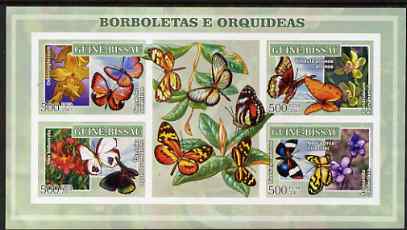 Guinea - Bissau 2007 Butterflies & Orchids imperf sheetlet containing 4 values & 2 labels unmounted mint