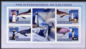 Guinea - Bissau 2007 International Dolphin Year - Lighthouses imperf sheetlet containing 4 values & 2 labels unmounted mint