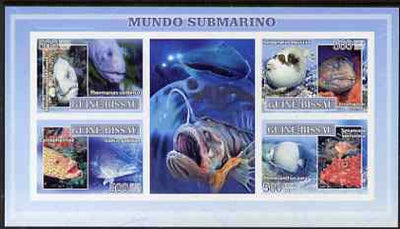 Guinea - Bissau 2007 Fish imperf sheetlet containing 4 values & 2 labels unmounted mint