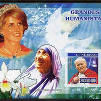 Guinea - Bissau 2007 Humanitarians imperf s/sheet containing 1 value (Pope, Mother Teresa & Diana) unmounted mint, Yv 347