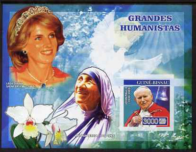 Guinea - Bissau 2007 Humanitarians imperf s/sheet containing 1 value (Pope, Mother Teresa & Diana) unmounted mint, Yv 347