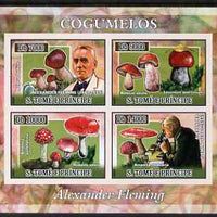 St Thomas & Prince Islands 2007 Alexander Fleming & Fungi imperf sheetlet containing 4 values unmounted mint