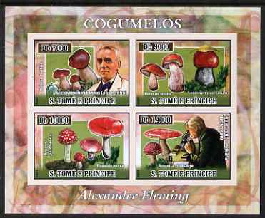 St Thomas & Prince Islands 2007 Alexander Fleming & Fungi imperf sheetlet containing 4 values unmounted mint