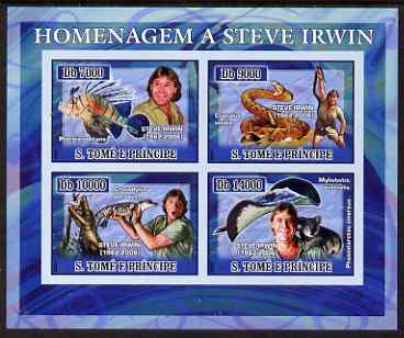 St Thomas & Prince Islands 2007 Tribute to Steve Irwin imperf sheetlet containing 4 values unmounted mint