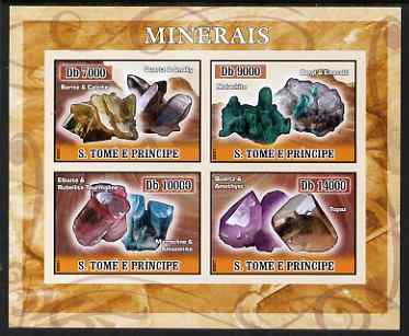 St Thomas & Prince Islands 2007 Minerals imperf sheetlet containing 4 values unmounted mint