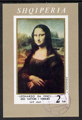 Albania 1969 Leonardo da Vinci Death Anniversary imperf m/sheet (Mona Lisa) cto used, SG MS 1313