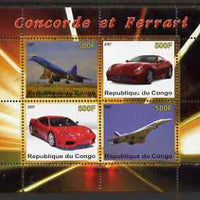 Congo 2007 Concorde & Ferrari perf sheetlet containing 4 values unmounted mint