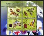 Congo 2007 Butterflies & Fossils #1 perf sheetlet containing 4 values fine cto used