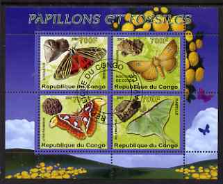 Congo 2007 Butterflies & Fossils #2 perf sheetlet containing 4 values fine cto used