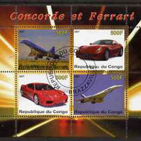 Congo 2007 Concorde & Ferrari perf sheetlet containing 4 values fine cto used