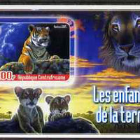 Central African Republic 2005 Young Animals of the World #4 (Big Cats) imperf souvenir sheet containing 1 value with Scout logo, unmounted mint