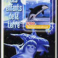 Central African Republic 2005 Young Animals of the World #6 (Whales & Dolphins) imperf souvenir sheet containing 1 value with Scout logo, unmounted mint