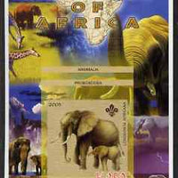 Malawi 2005 Animals of Africa - Elephants imperf m/sheet with Scout Logo and Giraffe in background, unmounted mint