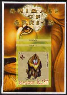 Malawi 2005 Animals of Africa - Mandrill imperf m/sheet with Scout Logo, unmounted mint