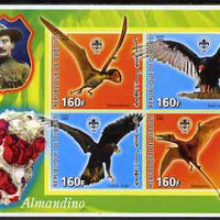 Djibouti 2005 Pre-historic Life #1 (Birds & Minerals) imperf sheetlet containing 4 values each with Scout Logo, unmounted mint