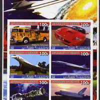 Djibouti 2006 Concorde, Space, Ferrari & Fire Trucks imperf sheetlet containing 6 values unmounted mint