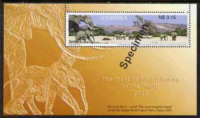 Namibia 2003 Stamp Design Award Winner perf m/sheet (Elephants) overprinted SPECIMEN, unmounted mint as SG MS953