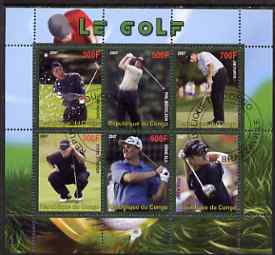 Congo 2007 Golf perf sheetlet containing 6 values fine cto used