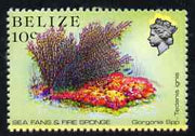 Belize 1984-88 Sea Fans & Fire Sponge 10c def perf single with fine upward shift of blue (Queen with yellow aura) unmounted mint, SG 772var