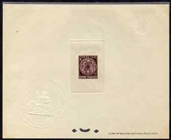 French Guiana 1947 Postage Due 5f purple Epreuves deluxe proof sheet in issued colour with Official French Colonies impressed die stamp (from very limited printing) being the first item to feature a Frog, as SG D251