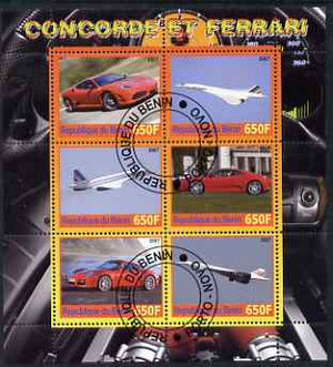 Benin 2007 Concorde & Ferrari #1 perf sheetlet containing 6 values fine cto used