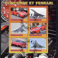 Benin 2007 Concorde & Ferrari #2 perf sheetlet containing 6 values fine cto used