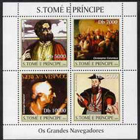 St Thomas & Prince Islands 2004 Great Navigators perf sheetlet containing 4 values unmounted mint, Mi 2499-2502