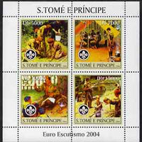 St Thomas & Prince Islands 2004 Scouts perf sheetlet containing 4 values unmounted mint, Mi 2479-82