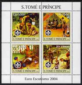 St Thomas & Prince Islands 2004 Scouts perf sheetlet containing 4 values unmounted mint, Mi 2479-82