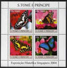 St Thomas & Prince Islands 2004 Butterflies & Orchids perf sheetlet containing 4 values unmounted mint, Mi 2603-06