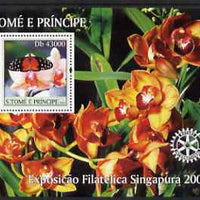 St Thomas & Prince Islands 2004 Butterflies & Orchids perf s/sheet containing 1 value with Rotary Logo unmounted mint,Mi BL 509