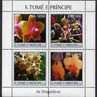 St Thomas & Prince Islands 2004 Orchids perf sheetlet containing 4 values unmounted mint, Mi 2579-82