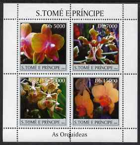 St Thomas & Prince Islands 2004 Orchids perf sheetlet containing 4 values unmounted mint, Mi 2579-82