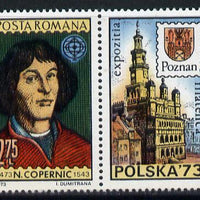 Rumania 1973 'Polska '73' Stamp Exhibition (Copernicus se-tenant with label) unmounted mint, SG 3985, Mi 3109