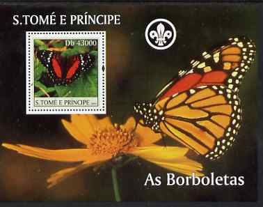 St Thomas & Prince Islands 2004 Butterflies perf s/sheet containing 1 value with Scout Logo unmounted mint,Mi BL 508