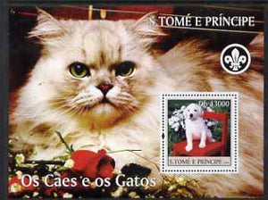 St Thomas & Prince Islands 2004 Cats & Dogs perf s/sheet containing 1 value with Scout Logo unmounted mint,Mi BL 512